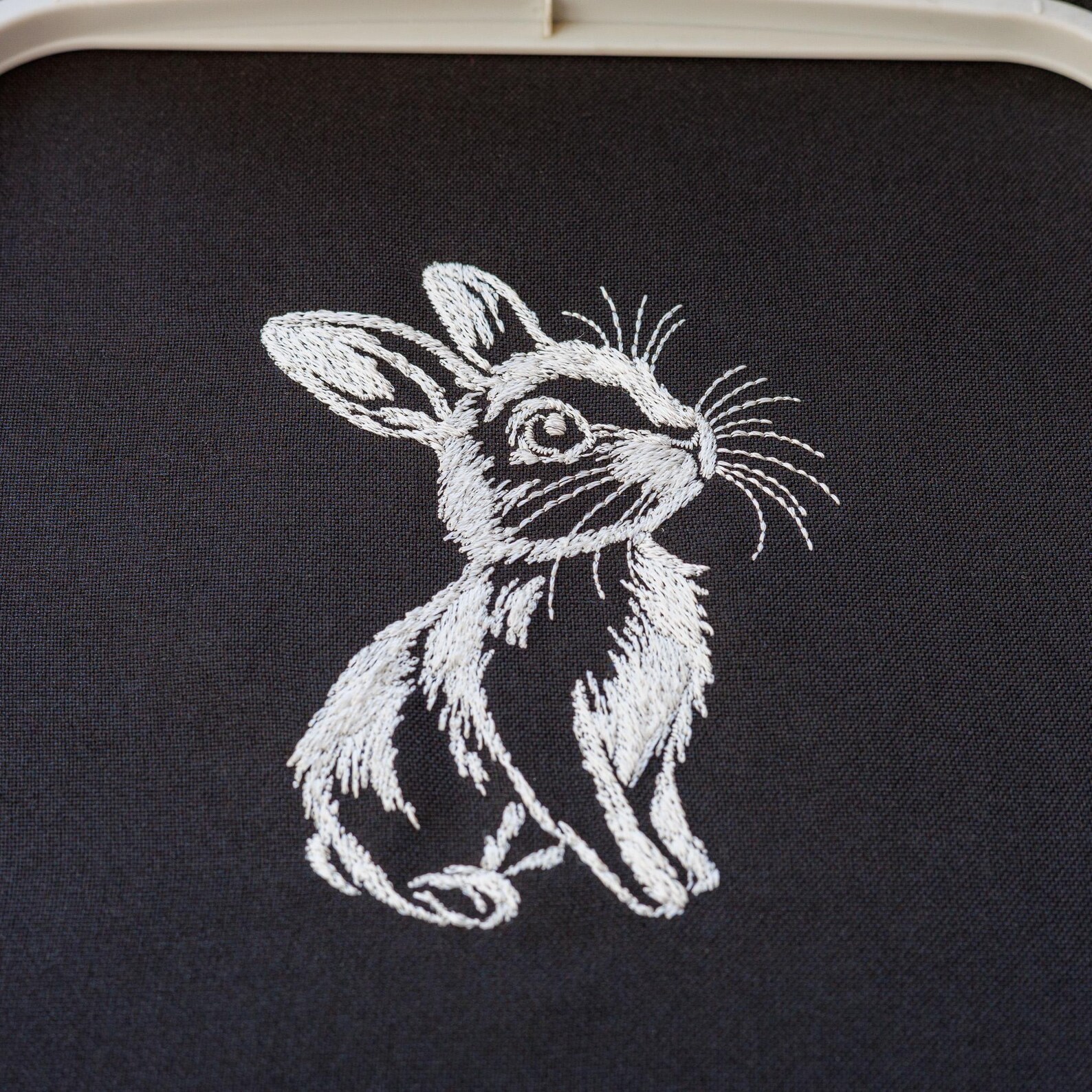 Cute Bunny Embroidery Design, Realistic White Rabbit Digital Pattern ...