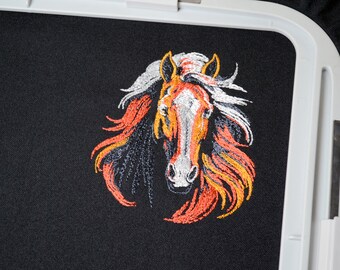 馬の絵刺繍風アート作品　送料無料 刺繍風に切り取られたカラフルな中国の馬の紙イラスト素材透過、PNG