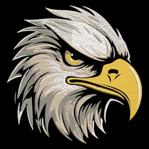 The Bald Eagle Head Embroidery Design - Majestic American Bird Fill Stitch for Dark Fabrics, U.S. National Emblem, Machine Embroidery Files