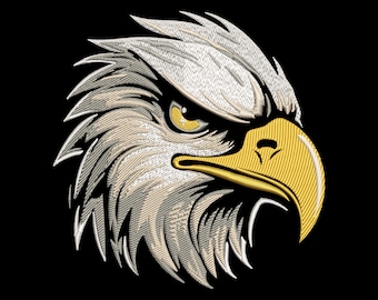 The Bald Eagle Head Embroidery Design - Majestic American Bird Fill Stitch for Dark Fabrics, U.S. National Emblem, Machine Embroidery Files