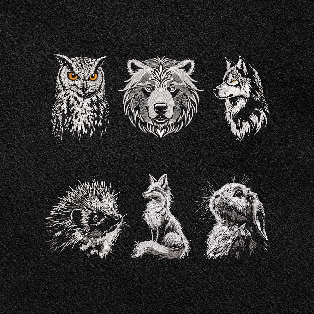 Woodland Animals Machine Embroidery Designs Bundle, Owl Bear Wolf Fox ...