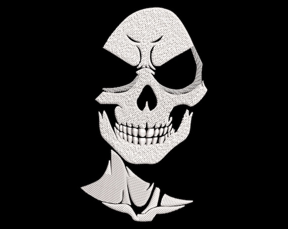 Mysterious White Skull Embroidery Design - Fill Stitch Halloween