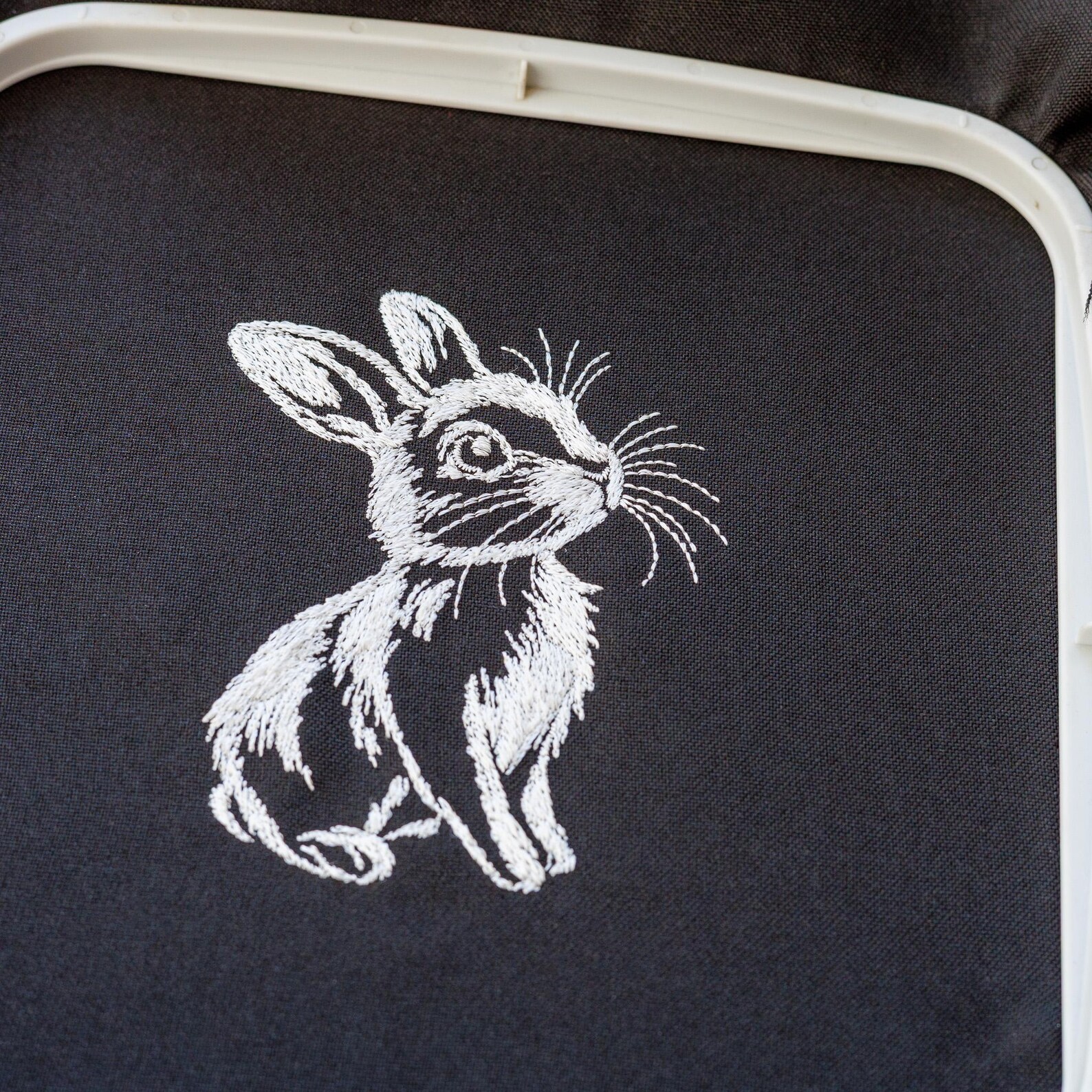 Cute Bunny Embroidery Design, Realistic White Rabbit Digital Pattern ...