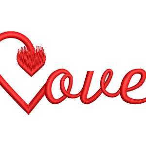 Love with Devil's Tail Embroidery Design, Valentine's Day One Line Font, Amour Machine Embroidery PES files in 3 sizes
