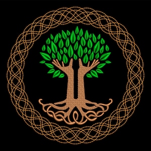 Tree of Life Embroidery Design, Celtic Life Cycle Digital files, Instant download in 7 formats, 2 types