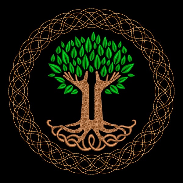 Tree of Life Embroidery Design, Celtic Life Cycle Digital files, Instant download in 7 formats, 2 types