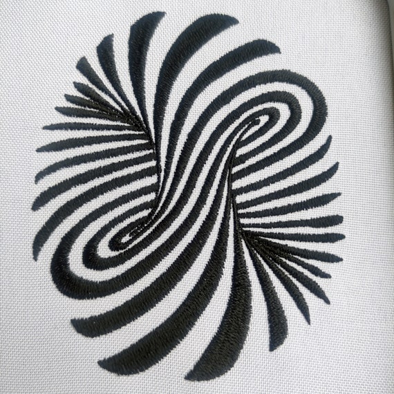 Optical Illusion Embroidery Design, Hypnotic 3D Tornado, Machine