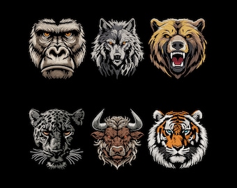Savage Wilds 刺繍デザインセット、リアルなトラ、神秘的なジャガー