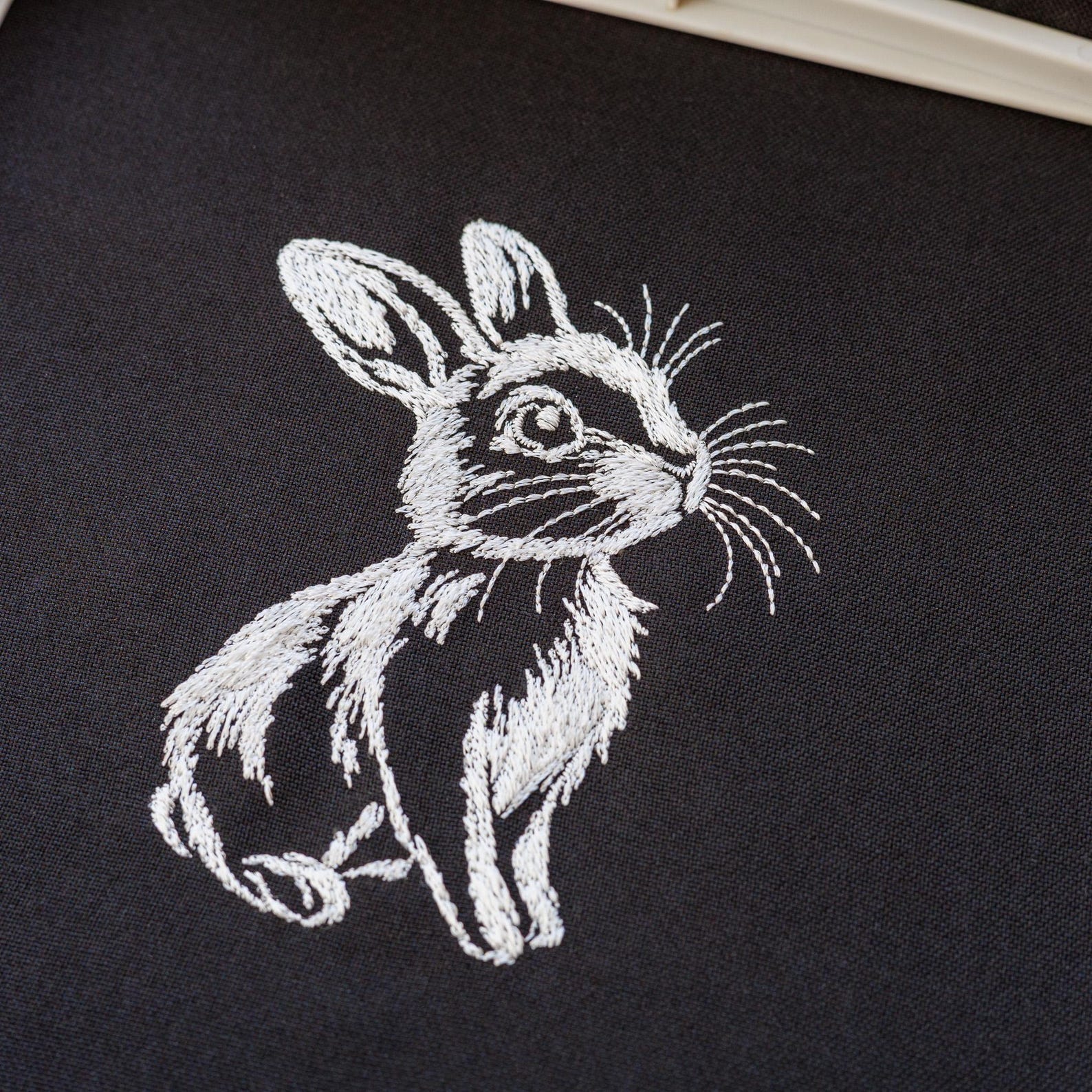 Cute Bunny Embroidery Design, Realistic White Rabbit Digital Pattern ...