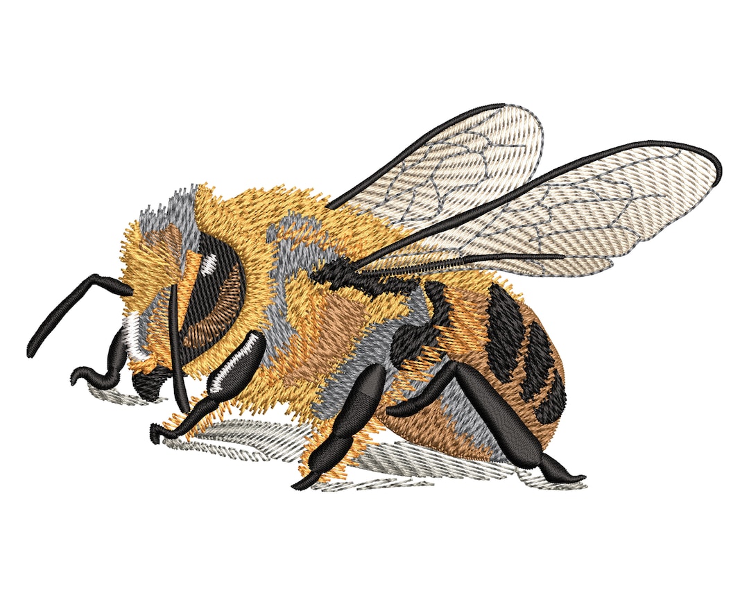 Realistic Bee Embroidery Design, 3D Insect With Quick Stitch Wings ...