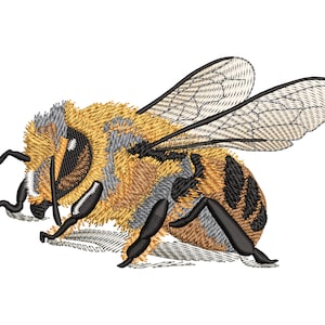 Realistic Bee Embroidery Design, 3D Insect with Quick Stitch Wings,  Machine PES files in 4 sizes