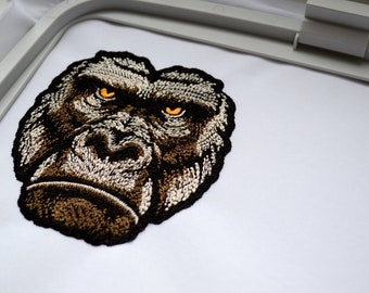 Gorilla Face Embroidery Design - Quick Stitch Wild Animal on