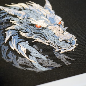 Mystic Dragon Head Embroidery Design - Power Emblem for Dark Fabric ...