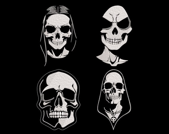 Mysterious White Skull Embroidery Bundle - Fill Stitch Dead Faces