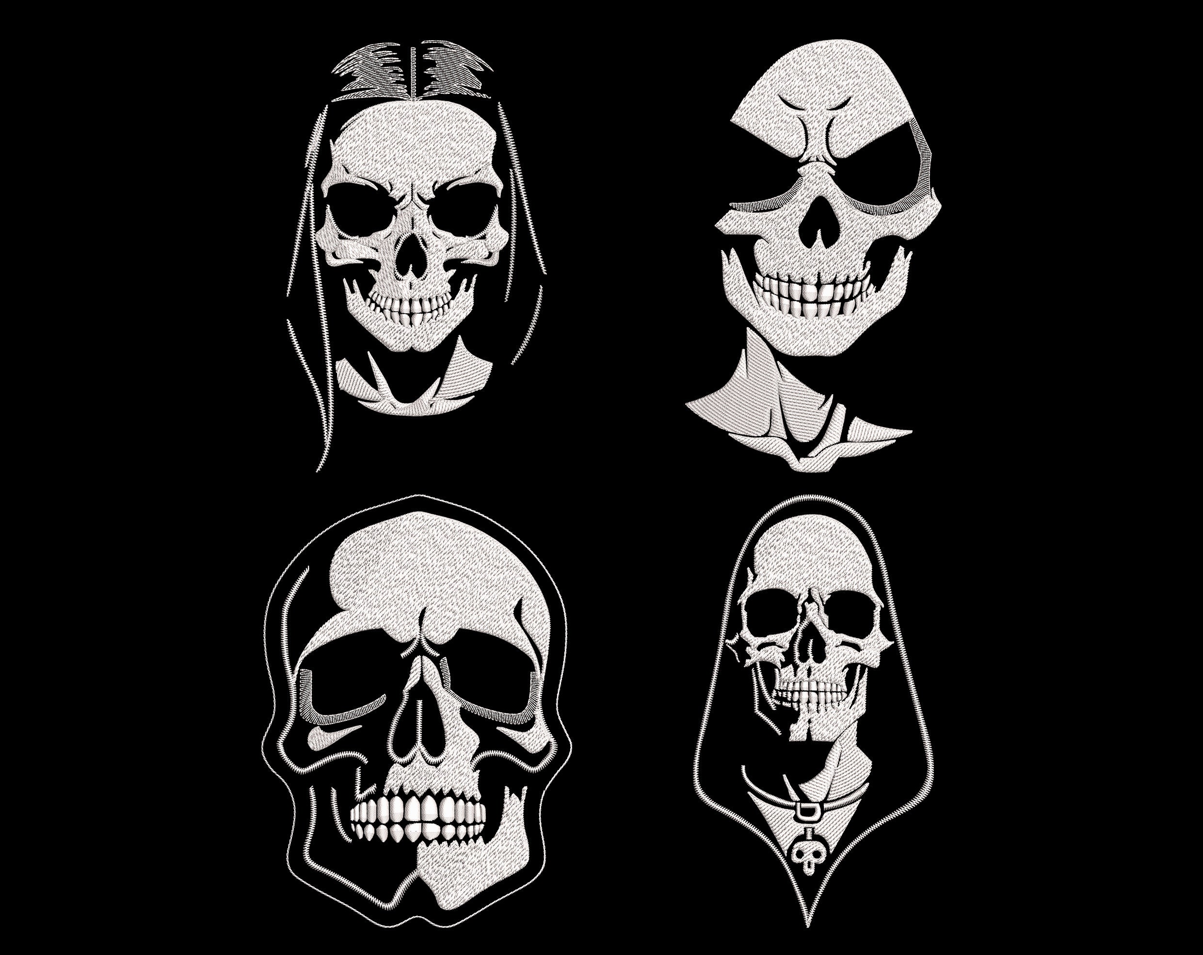 Mysterious White Skull Embroidery Bundle - Fill Stitch Dead Faces