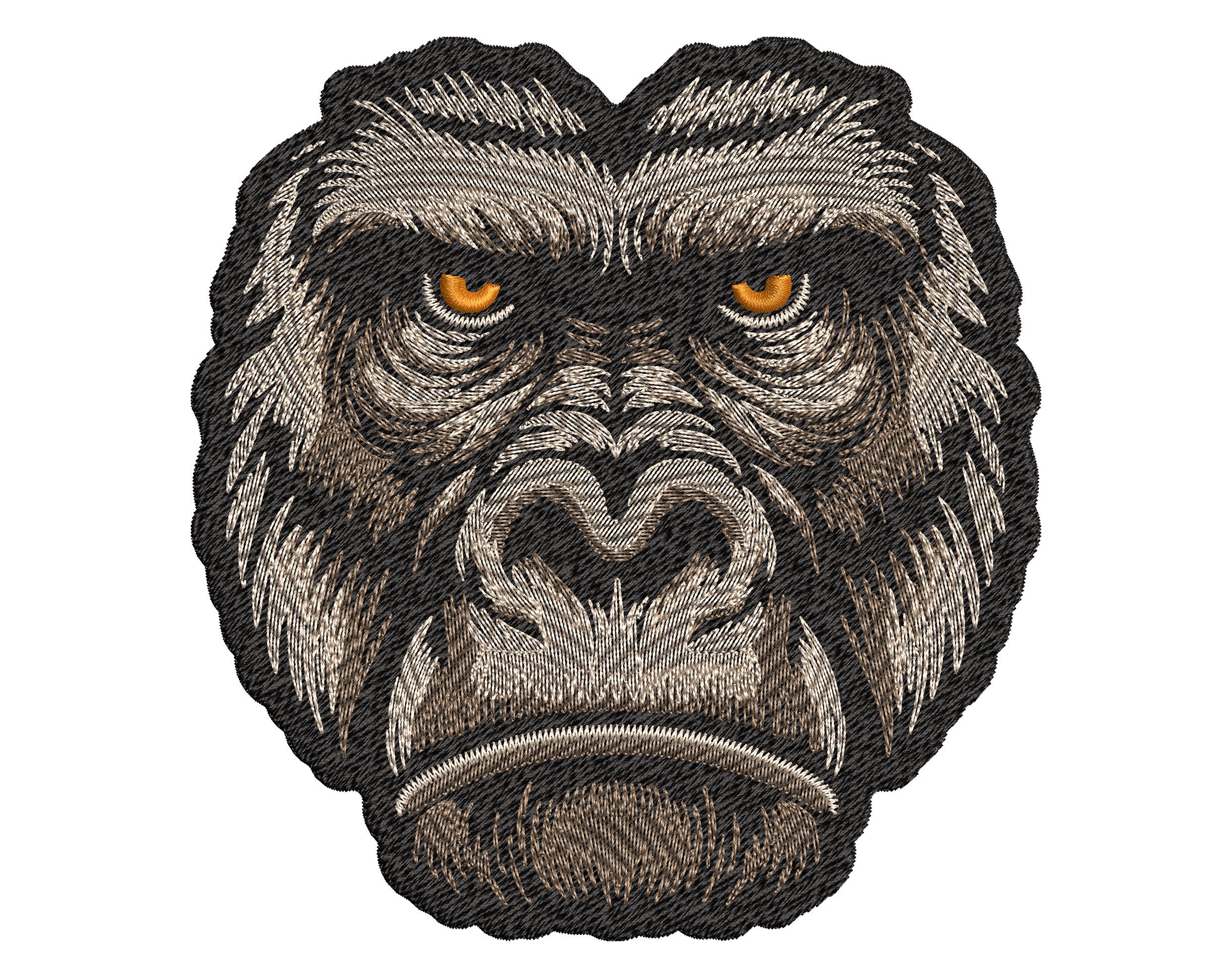 Gorilla Face Embroidery Design - Quick Stitch Wild Animal on