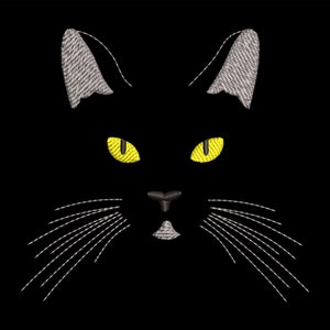 Motif de broderie chat noir, Silhouette de visage de chat de sorcière Halloween, fichier de broderie Machine pour cerceau de 4 x 4 pouces