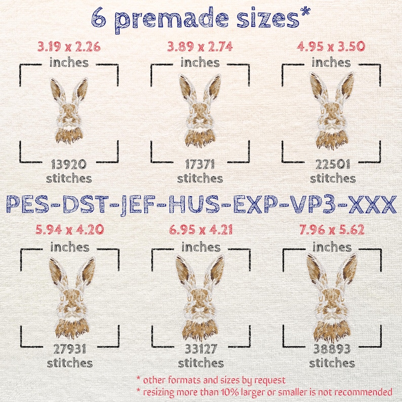 Wild Hare Embroidery Design, Realistic Brown Rabbit Digital Pattern for ...