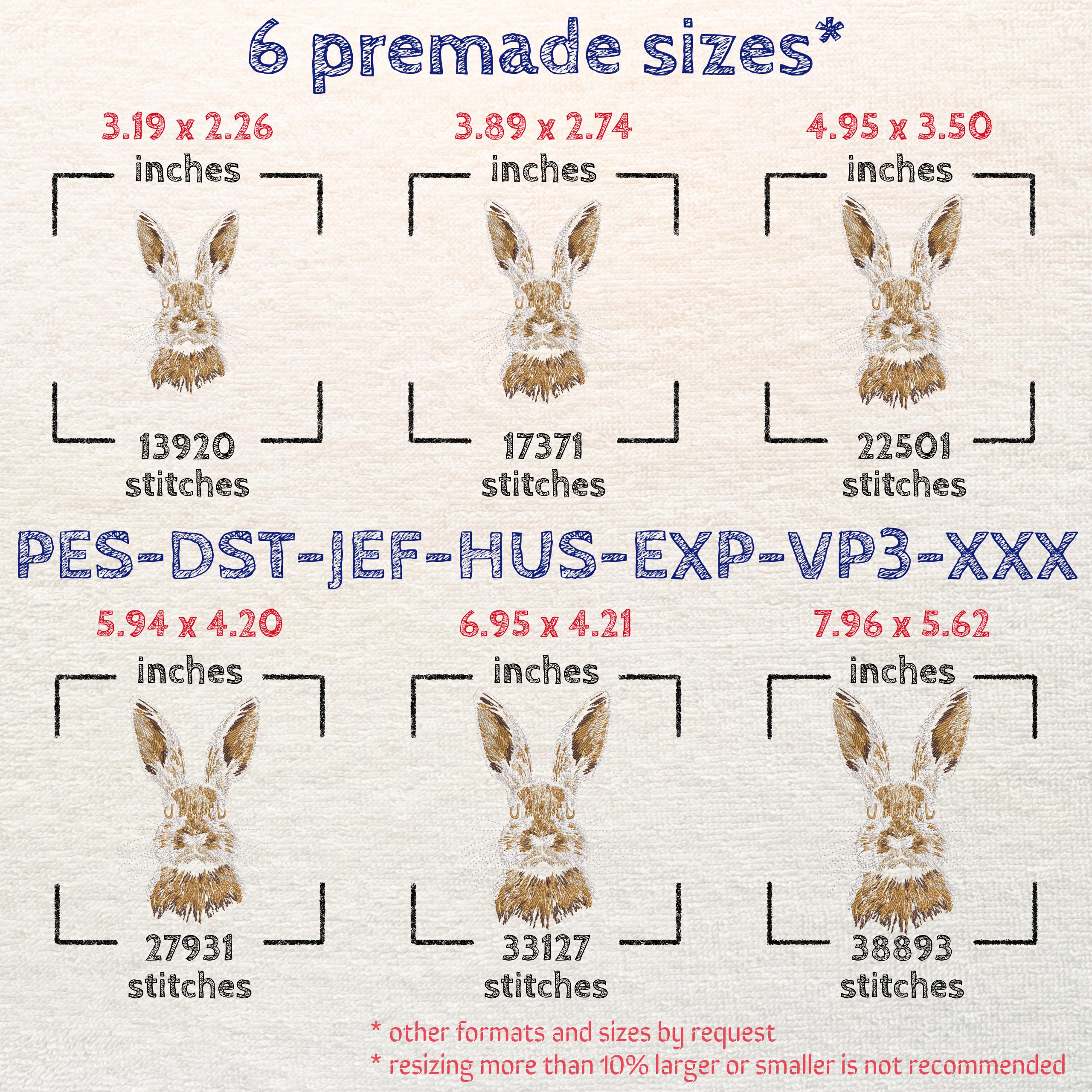 Wild Hare Embroidery Design, Realistic Brown Rabbit Digital Pattern for ...