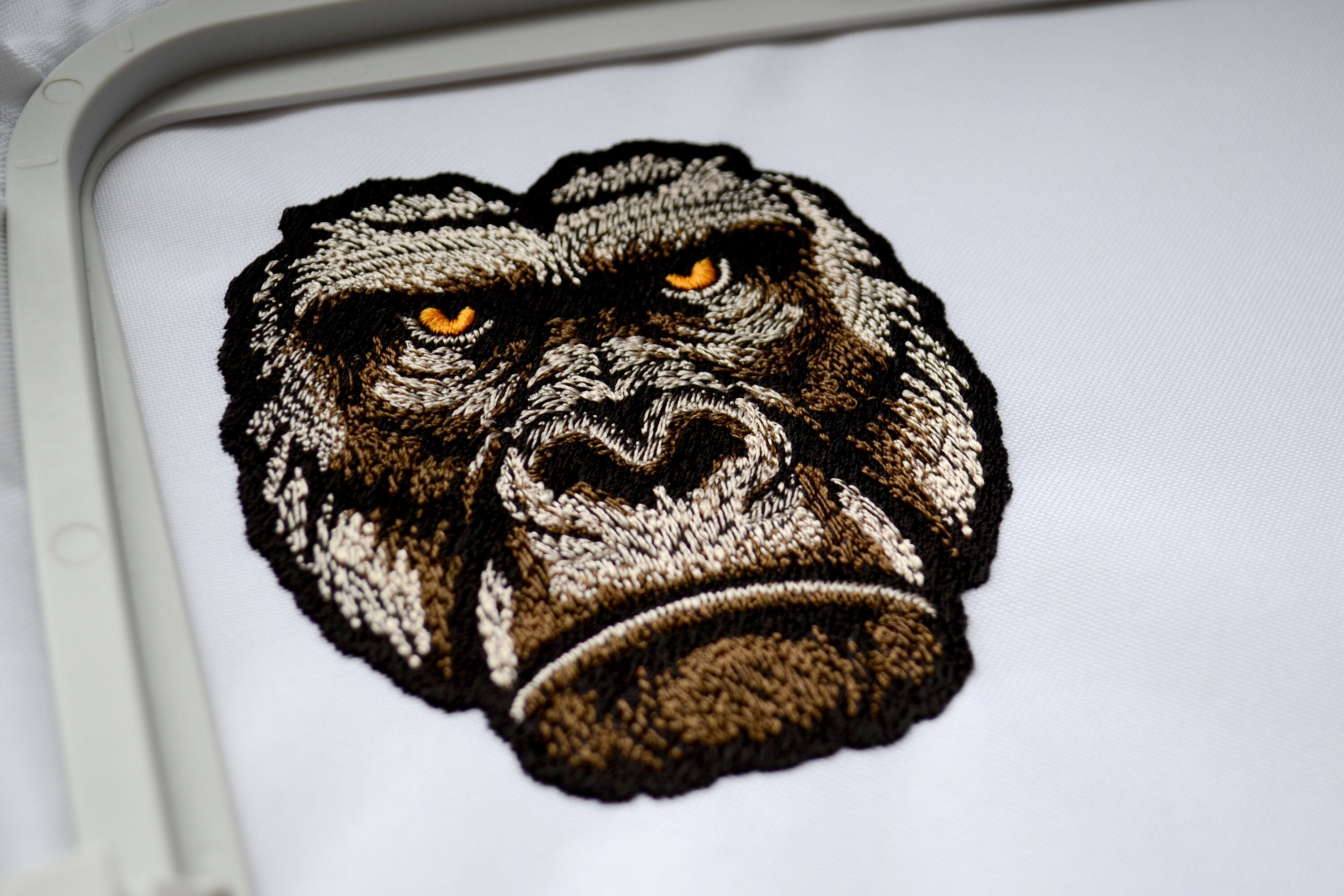 Gorilla Face Embroidery Design - Quick Stitch Wild Animal on