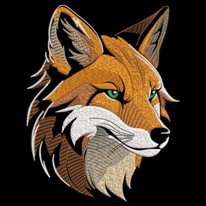 Turned Fox Face Embroidery Design - Detailed Wild Animal Pattern for Dark Fabrics, Fairy Tale Forest, Woodland Nursery Decor, Machine Files