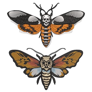 Mysterious Death Head Moth Embroidery Designs BUNDLE - Realistic Hawk Moth with Skull Artistry, Creepy Insect Theme, Machine PES Files