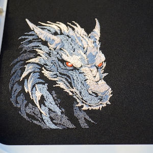 Mystic Dragon Head Embroidery Design - Power Emblem for Dark Fabric ...