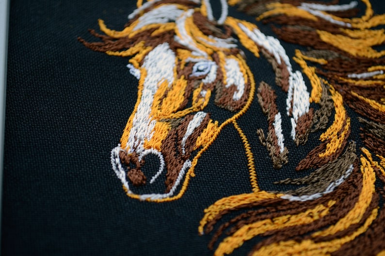 Elegant Horse Head Embroidery Design - Realistic Noble Animal for Dark ...