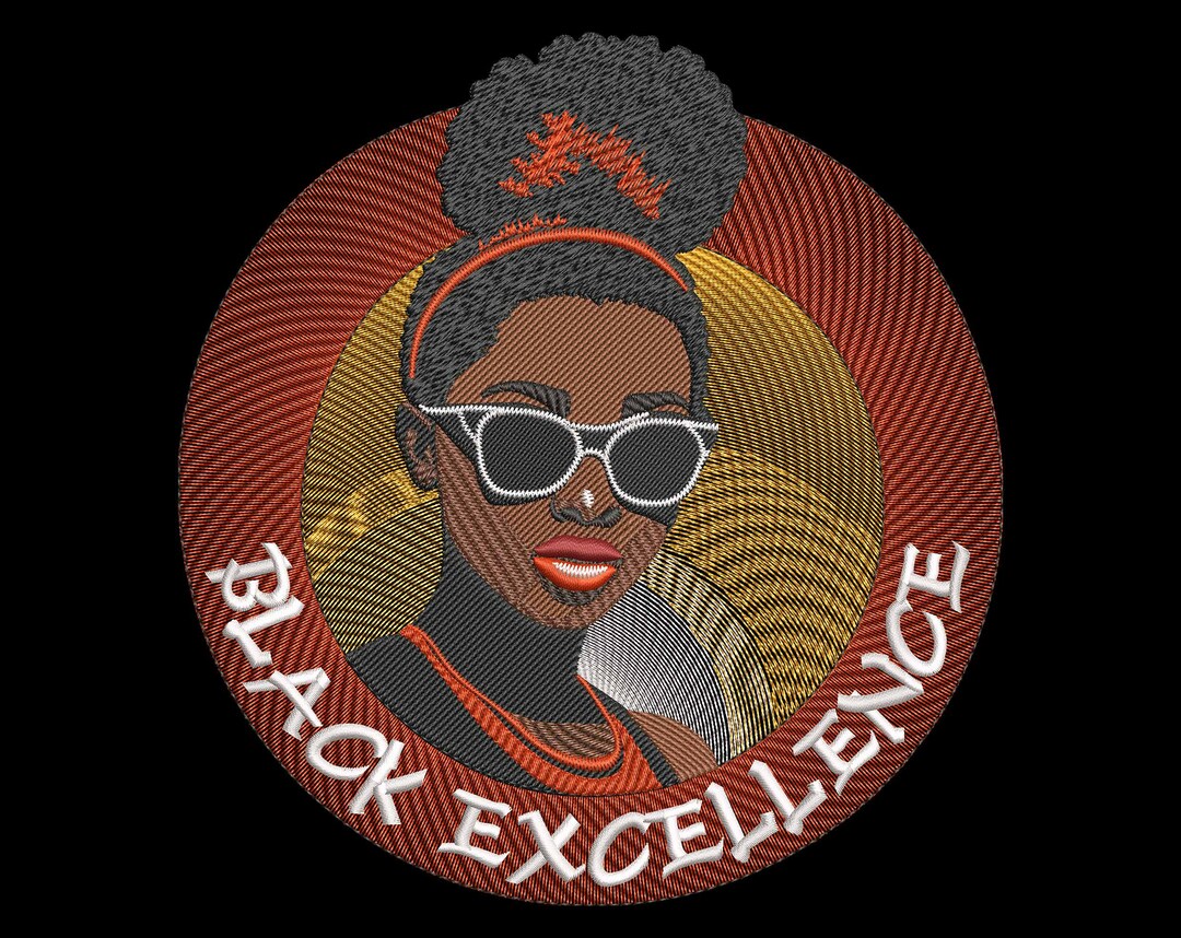 Black Excellence Girl With Sunglasses Embroidery Design, Black Queen