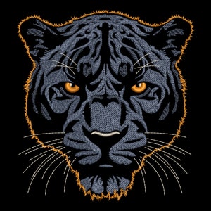 Black Panther Embroidery Design - Dark Fabric-Ready, Wild Feline Face Fill Stitch, Machine Embroidery Files in 6 Sizes for Jungle Lovers