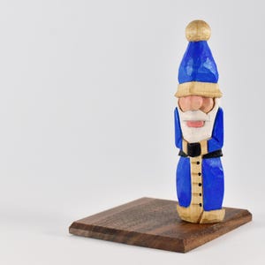 Santa Claus Figurine, Wooden Santa Carving, Christmas decoration, Hand Carved and Painted