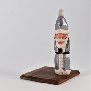 Wooden Santa Carving, Santa Claus Figurine, Hand Carved and Painted, Christmas decoration