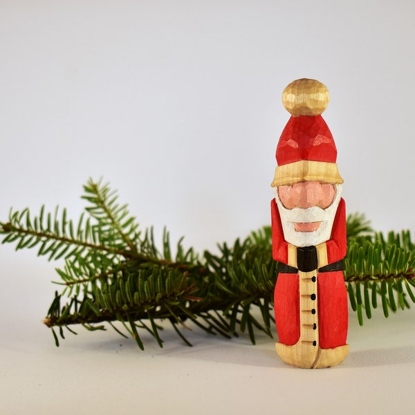 Figurine de Père Noël en bois, Père Noël sculpté, Décoration de Noël, Jouet du Père Noël, Cadeau de Noël