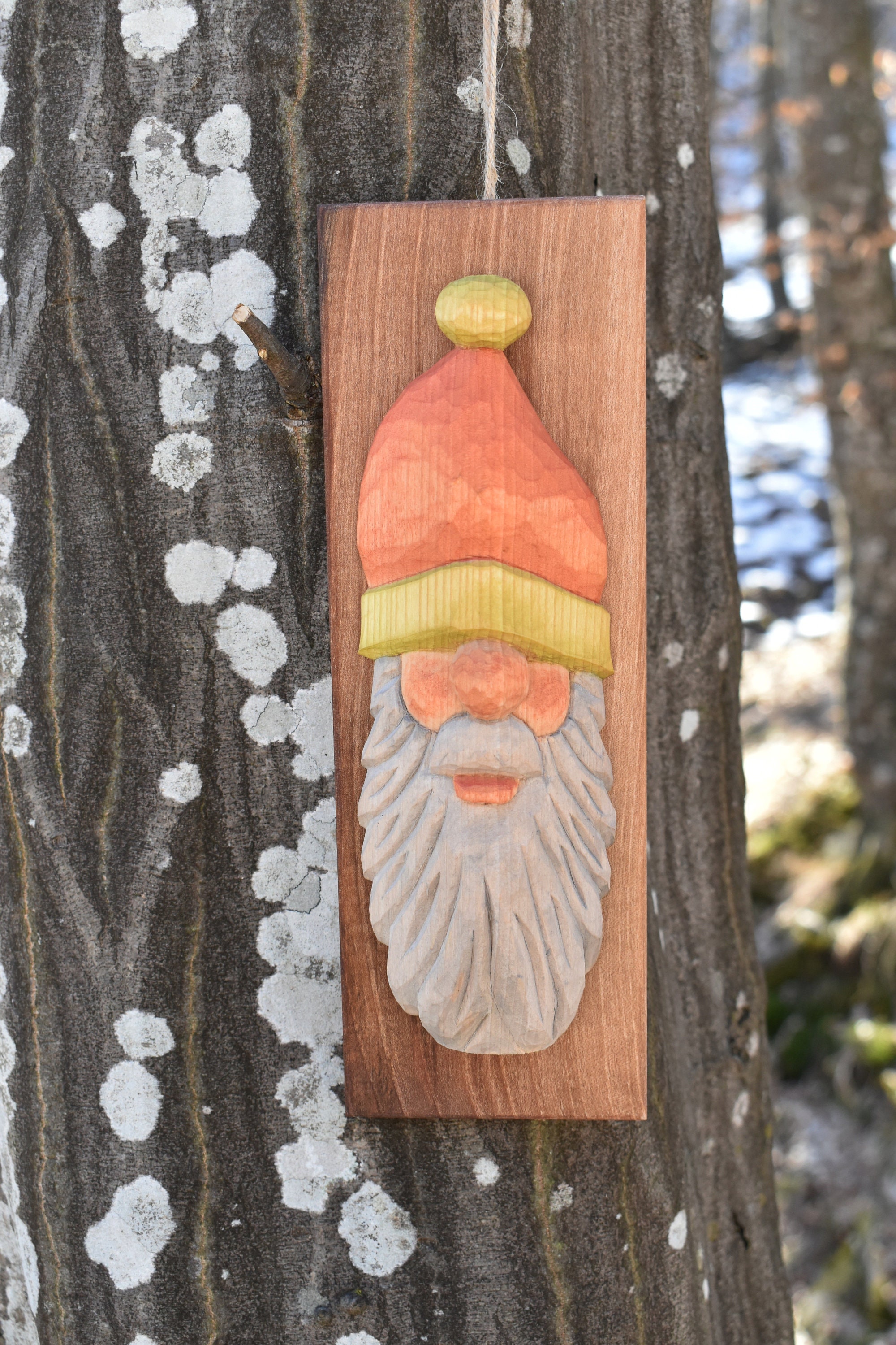 Santa Claus Wall Decor Wooden Santa Claus Figurine Hand Etsy