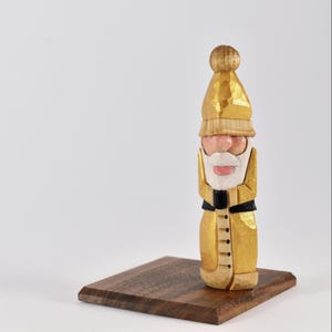 Santa Claus Figurine, Wooden Santa Carving, Hand Carved and Painted, Christmas decoration