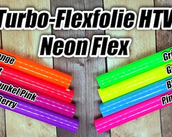 Película termoadhesiva de neón, película flexible, htv, película para plotter 20 cm x 30 cm aprox. DIN A4 para Brother - Silhouette CAMEO - Cricut - Roland - Graphtec - Titan
