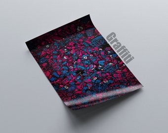 Película flexible con diseño de graffiti, película termoadhesiva, película para plotter de 20 cm x 30 cm aprox. Versión DIN A4 1