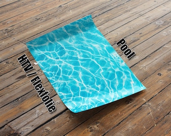 Película flexible con diseño de piscina, película termoadhesiva, película para plotter HTV 20 cm x 30 cm aprox. DIN A4 Versión 1