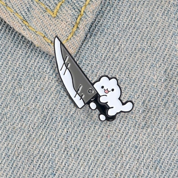 Cute Animal with Knife Enamel Pin Etsy