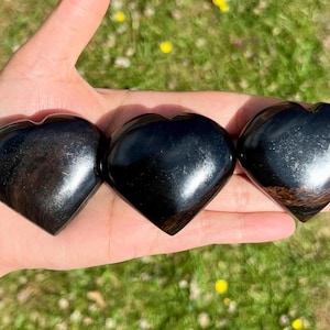 Large Black Obsidian Heart Palm Stone, Black Obsidian, Polished Stones, Black Obsidian Palm Stone, Black Obsidian Crystal