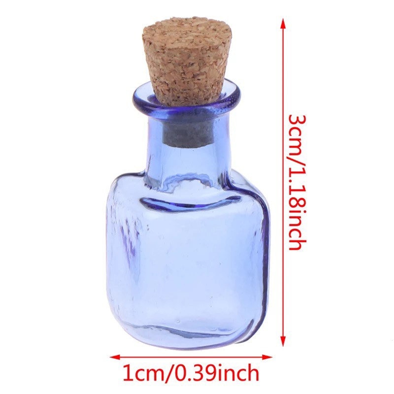 Potion Bottle 7 Mini Small Coloured Glass With Cork: 2ml, Glass Bottles,  Magic Potion, Cork Stopper. 