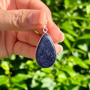 Blue Goldstone Pendant, Necklace, jewellery, Gemstone, Natural Stone, Blue Goldstone Crystal