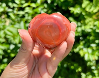 50 mm großer Karneol mit Druzy Herz Handschmeichler, Karneol Kristall, Kristall Handschmeichler, hohe Qualität.