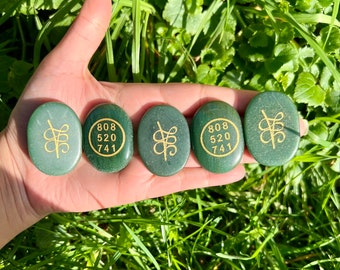 Green Jade Zibu Worry Stones, Green Jade Pocket  Stone, Handcrafted crystals, High Quality, 808 520 741 Worry Stone, Zibu Symbol.