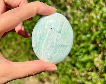 65 mm Kamień palmowy z karaibskiego kalcytu, kryształowy kamień palmowy, medytacja, polerowany kalcyt karaibski