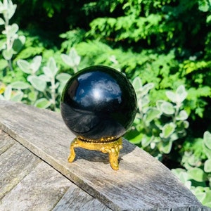 45mm Black Obsidian Sphere, Black Crystal Ball, Healing Stone,