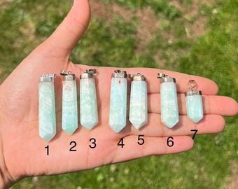 Ciondolo in calcite caraibica, collana in vero argento 925, gioielli, pietre preziose, pietra naturale,