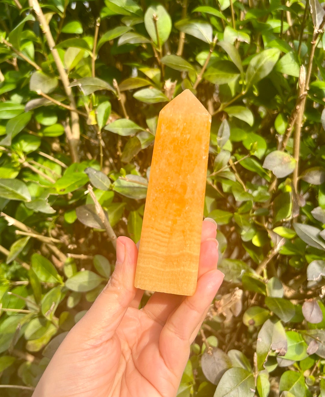 105mm Orange Banded Mexican Banded Calcite Tower, Crystal Point, Wand