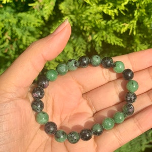 Ruby Zoisite Bracelet, Crystal Bracelet, Ruby Zoisite Healing Stone, Free Organza Pouch.