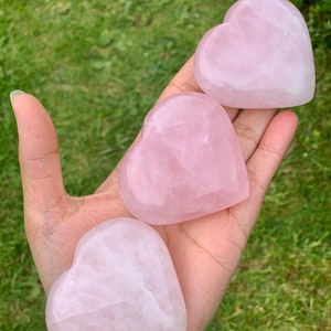 Large Rose Quartz Heart Palm Stone, Rose Quartz, Polished Stones